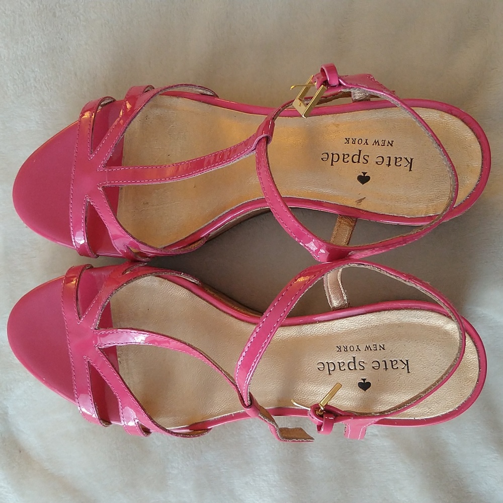 Kate Spade Theodora Cork Wedge Platform Ankle Strap Pink Sandals - Picture 2 of 16